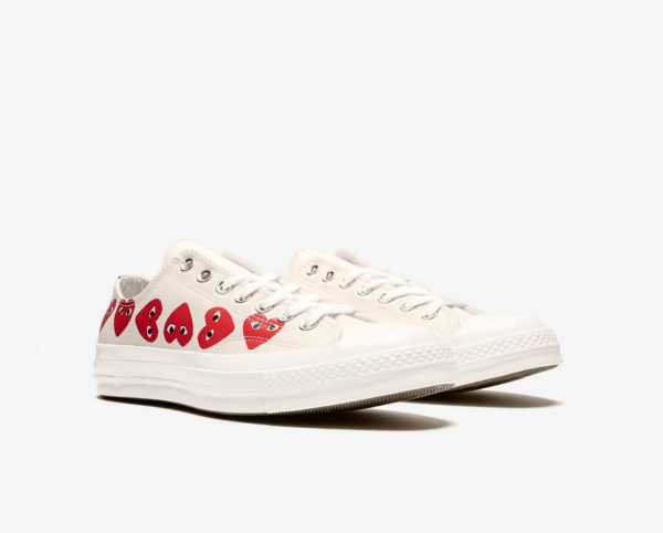 Converse x Comme Des  Garçons   70 Ox Multi Hearts White - Image 2