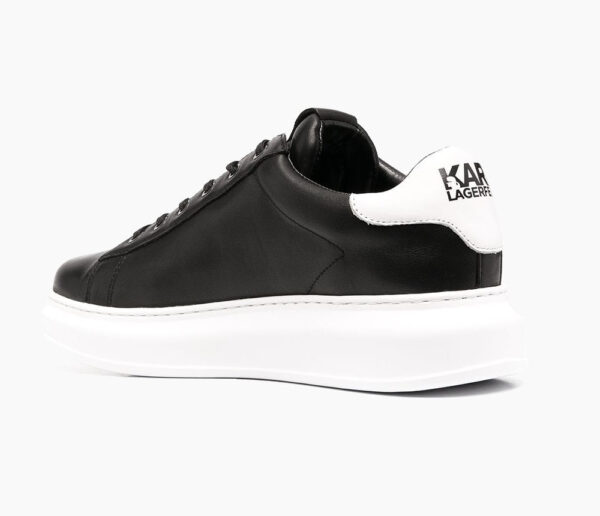 Karl Lagerfeld - Black leather low-top logo trainer - Image 3